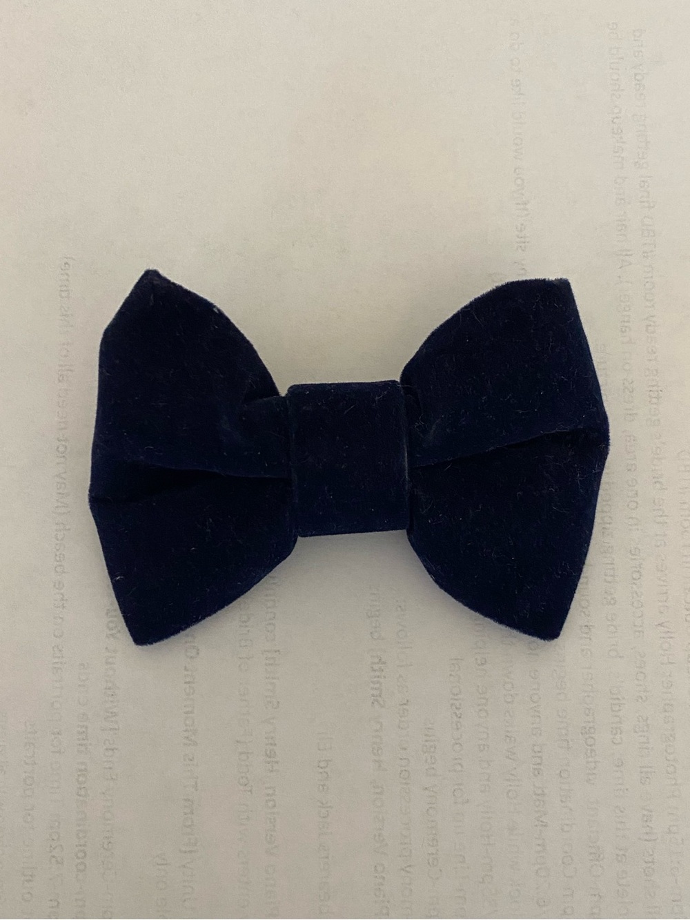 Vintage Royal Navy Blue Velvet Clip On Bow Tie Rust Resistant